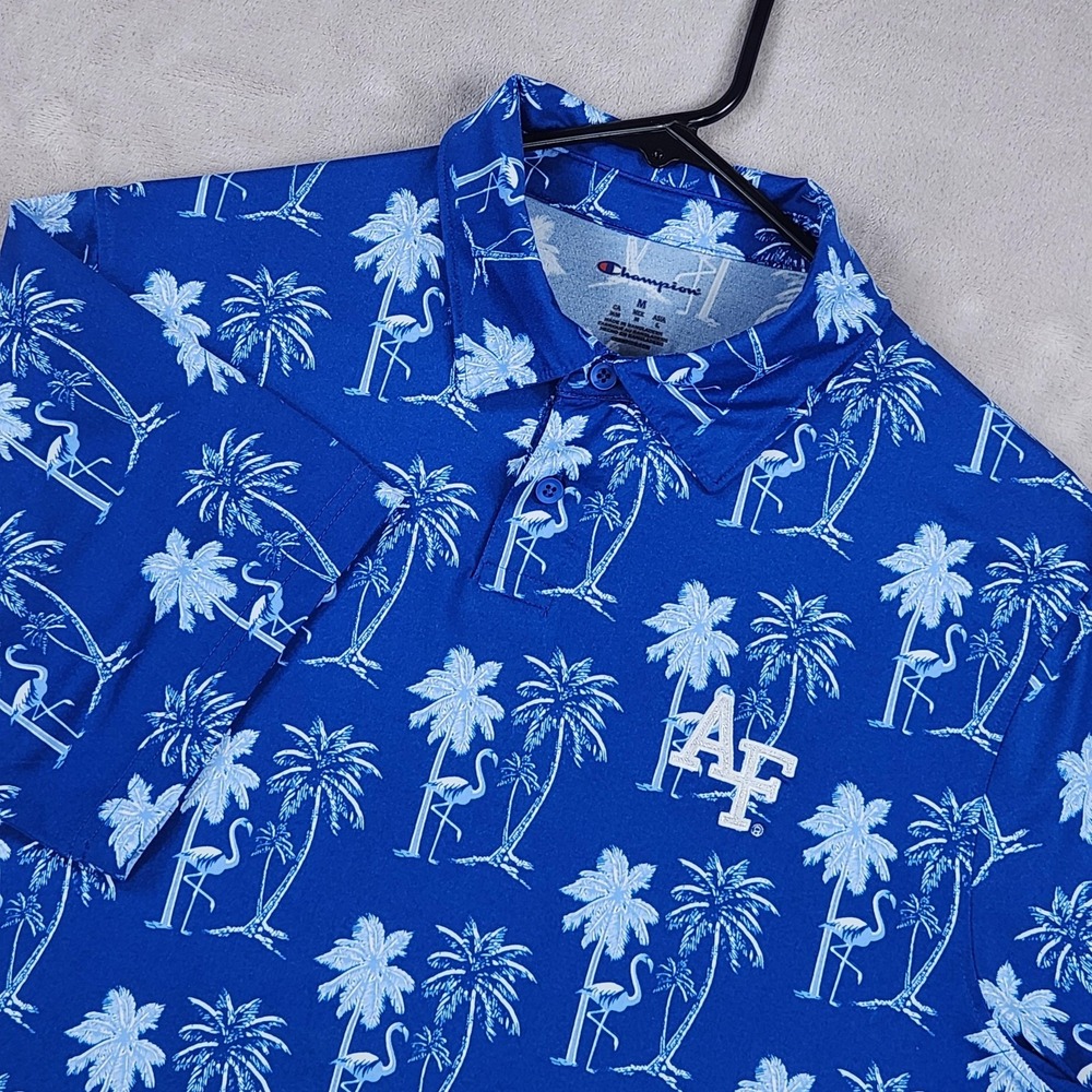 Air Force Falcons Shirt Mens Medium Blue NCAA Champion Flamingo Print Polo
